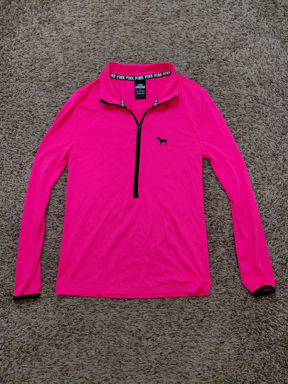 Victoria's Secret PINK Hot Pink Quarter-Zip Long Sleeve Top